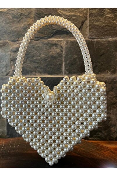 Newelry Bijuteri Kalpli inci Çanta incili çanta kalp Çanta