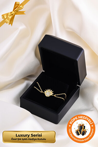 Lucente Jewellery Luxury Serisi Işıklı Hediye Kutulu 925 Ayar Altın Gümüş Kaplama Zarif Solara Güneş Bileklik