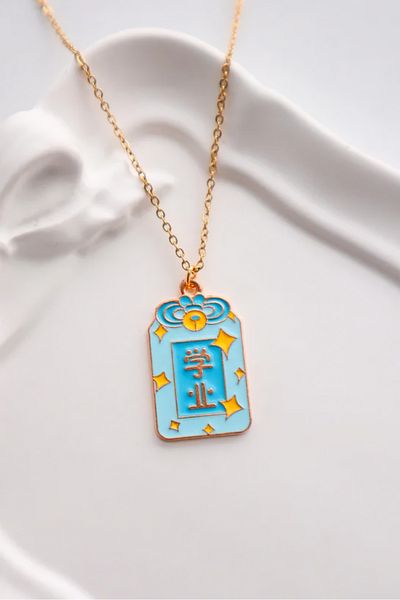 EFBUTİK Blue Star Tarot Imported Necklace with Gold Color Chain