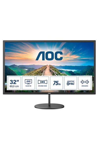 Aoc Monitor IPS LED AOC 31.5" Q32V4, QHD (2560 x 1440), HDMI, DisplayPort, Boxe, 75 Hz (Negru)