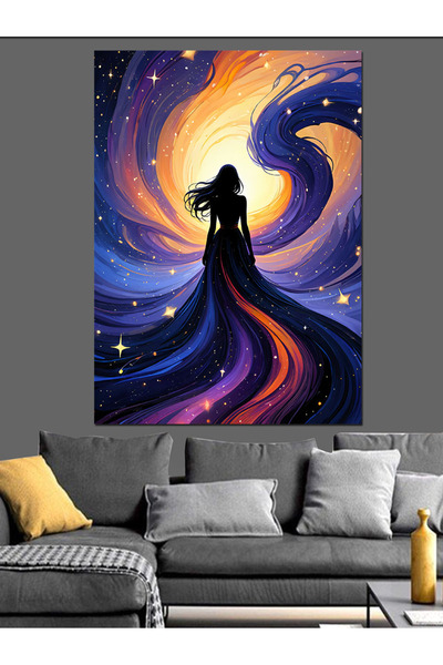 ekart Galaksinin İçinden Doğan Kadın Dekoratif Kanvas - Mdf Ahşap Tablo