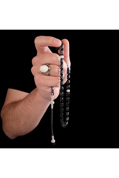 TESBİHCİBABA Kazaziye Design Embroidered Erzurum Oltu Stone Rosary