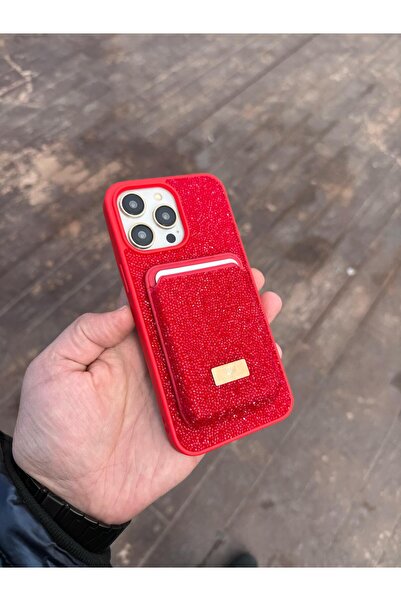 madamcase İPHONE 16 PRO KIRMIZI SWRVSKİ TAŞLI TELEFON KILIFI VE MAGSAFE KREDİ...