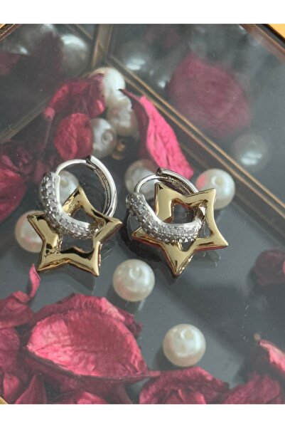 MOD10 Purple Line Design Charmlı Yıldızlı Halk Küpe