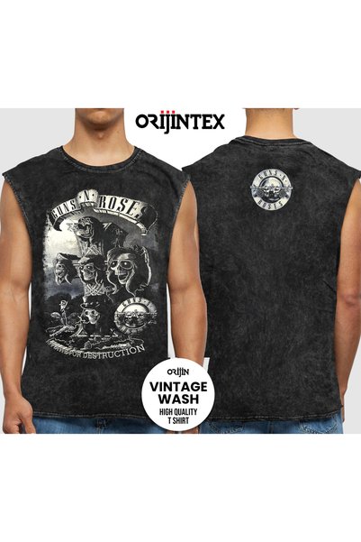 orijintex Guns N Roses Appetite for Destruction Ön Arka Baskılı Yıkamalı Atle...
