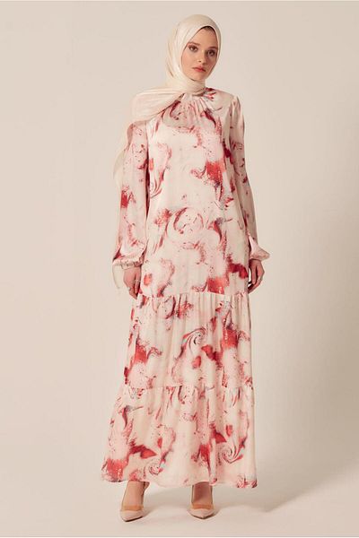 Alvina Patterned Satin Dress 45511