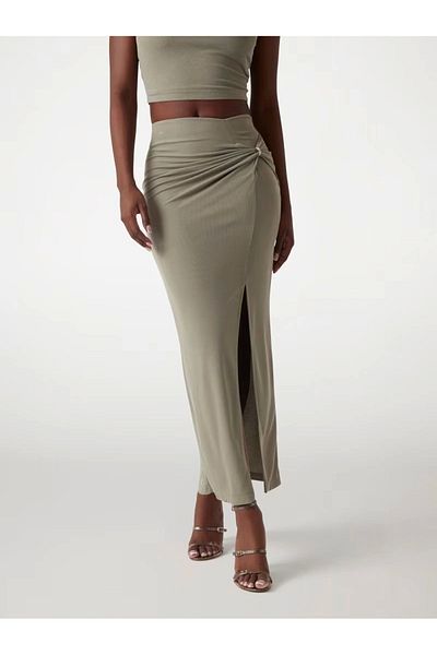 Guess Aımee Jewel Drap Skirt Women's Khaki Skirt W5Gd0Ekaql2-G9D5
