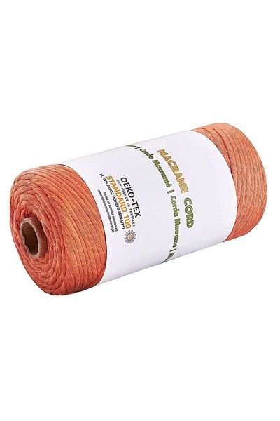 AOKKR macrame thread roll, cotton, orange, 3 mm x 100 m