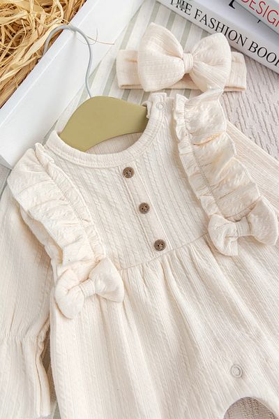 Babymod Cotton Baby Girl Jumpsuit Set Bandana Bow Set