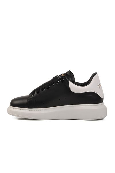 AYAKMOD Tenis pentru bărbați Premium alb negru din piele naturală 02028