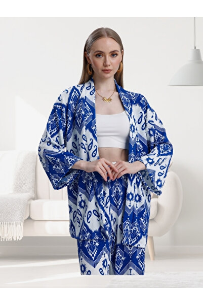 MOONBULL Kadın Desenli Kimono Takım