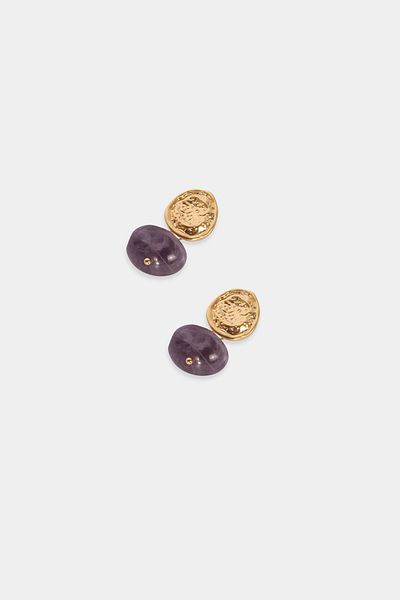 Perspective Ecru Purple Color Earrings