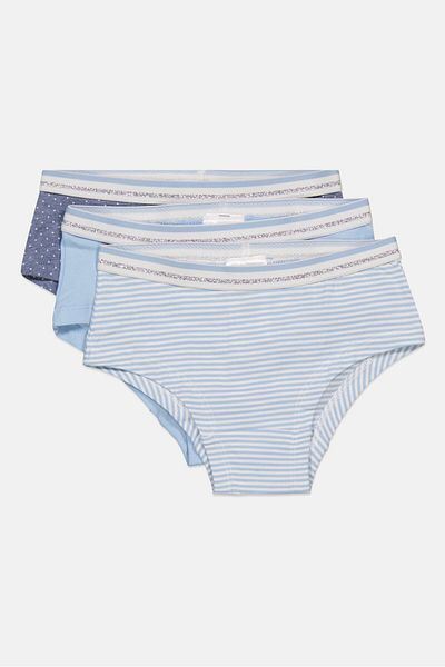 Tchibo Kids Girl 3 Pack Allover Print Pull On Panties, Blue