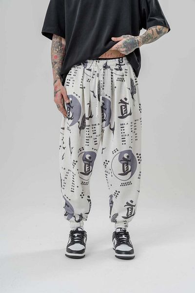 go gang own Tenshi Move Waist Elastic Πλισέ φαρδύ παντελόνι