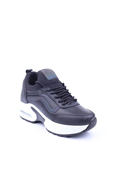 Flet Siyah - Air Taban Anoraklı Rahat Yumuşak Unisex Spor Ayakkabı