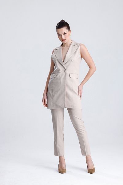 MD trend Women's Striped Vest Trousers Set