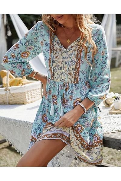 BELLEZASOURIRE Floral summer midi dress, azure, BELLEZASOURIRE