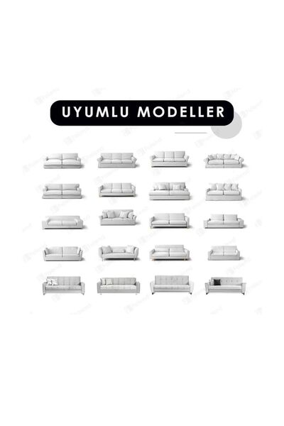 Home Geçirmeli Lastikli Koltuk Örtüsü Seti 3+3+1+1