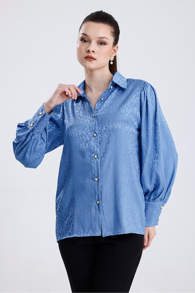 MD trend Жіноча сорочка з леопардовим принтом з сатину