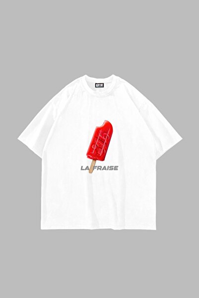 Bak Moda La Frasie Štampano Oversize kroj Unisex bela majica