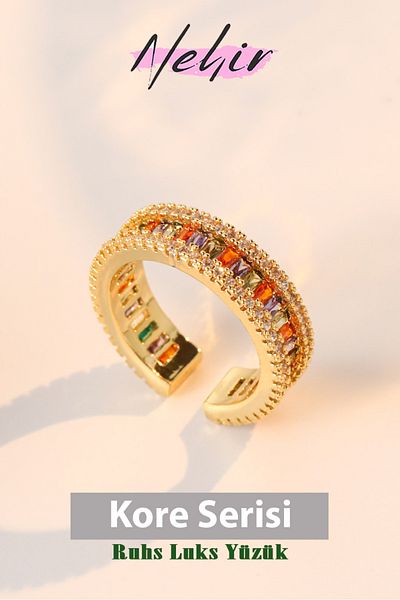 Nehir Japanese and Korean Style for Women Pearl Stone Does Not Tarnish Fashion Open Ring