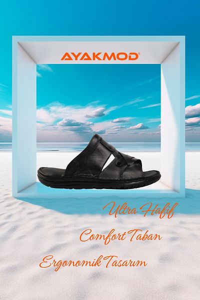 AYAKMOD Black Flexible Comfortable Men's Summer Slippers 476419   M