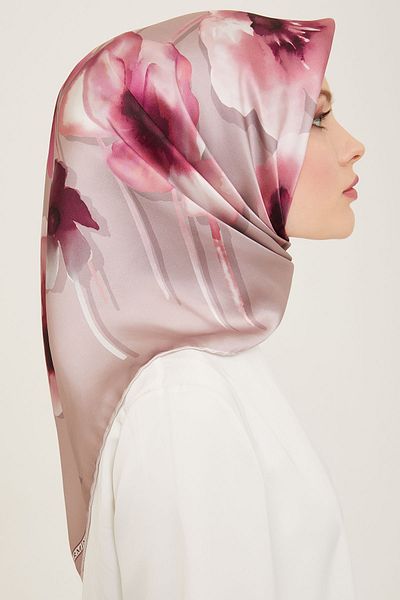 Armine New Season Dj Pure Silk Scarf 9105D (S) (Sura Ipek)-35 Powder - Fuchsia