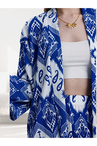 MOONBULL Kadın Desenli Kimono Takım