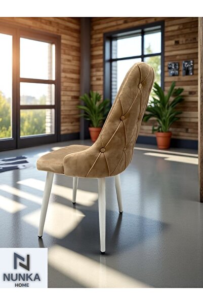 NUNKA HOME Tekli Cappuccino Baby Face Kumaş Sandalye Silinebilir, Konforlu ve...