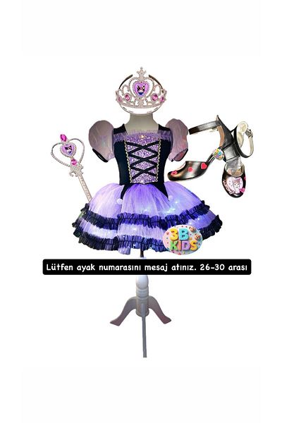 3b kids Kuromi Light up Costume Kuromi Dress Kuromi Crown Wand Kuromi Black Special Design Set of Heels