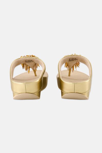 Fitflop Women Rumba Beaded Metallic Slip On Sandals, Gold