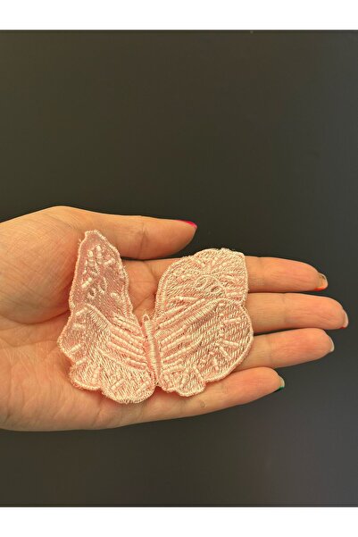 Gönülden Tasarım Ružičasta 10X7 CM VEZ B Sa perlama LEPTIR AMBLEM ŠIVAĆA APLI...