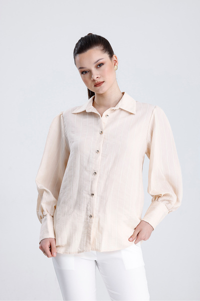 MD trend Жіноча сорочка з смугастими рукавами та модальною тканиною