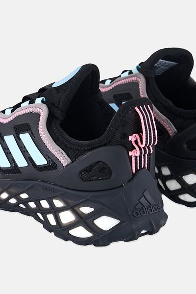 adidas حذاء جري برباط من ويب بوست للأطفال، أسود