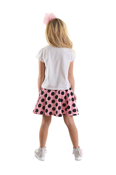 Denokids Pöttyös lány nyári póló és rózsaszín szoknya szett