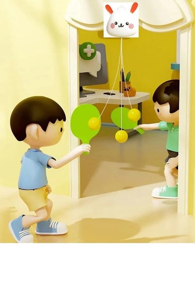 YILDIRIM OYUNCAK Door Tennis Hanging Table Tennis Racket Tennis Ball Set Indoor Kids Rabbit 2 Person Door Ping Pong Set
