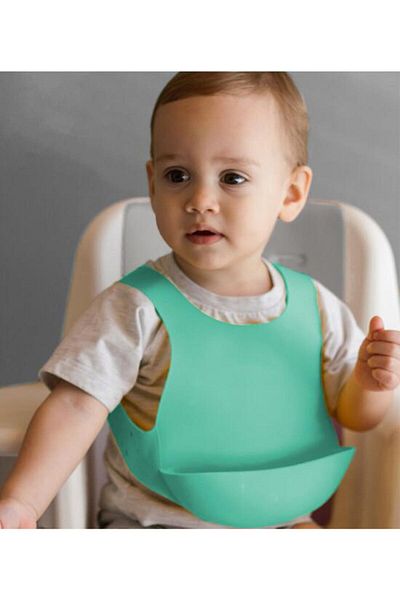 OiOi Powder Gray Silicone Baby Bib
