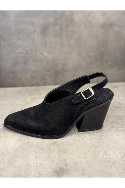 Zeyn Sandale cu toc - Piele de căprioară reală lucrată manual