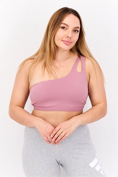adidas Women Brand Logo Light Support Yoga Sports Bra, Mauve