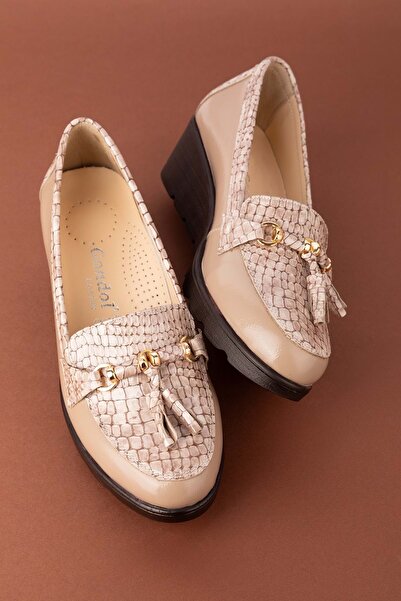 Gondol Kadın Hakiki Deri Dolgu Topuk Rahat Şık Anne Ayakkabısı Ell.6821