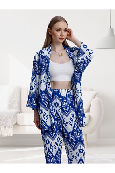 MOONBULL Kadın Desenli Kimono Takım