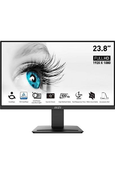 MSI Monitor VA LED MSI Pro 23.8" MP2412, Full HD (1920 x 1080), HDMI, DisplayPort, 100 Hz, 1 ms (Negru)