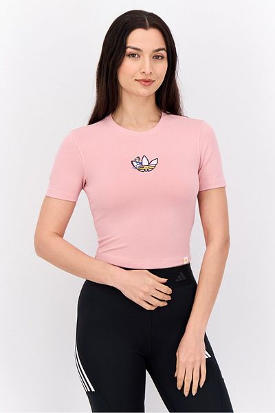 adidas Women Sportswear Fit Short Sleeve Outdoor Top, Pink