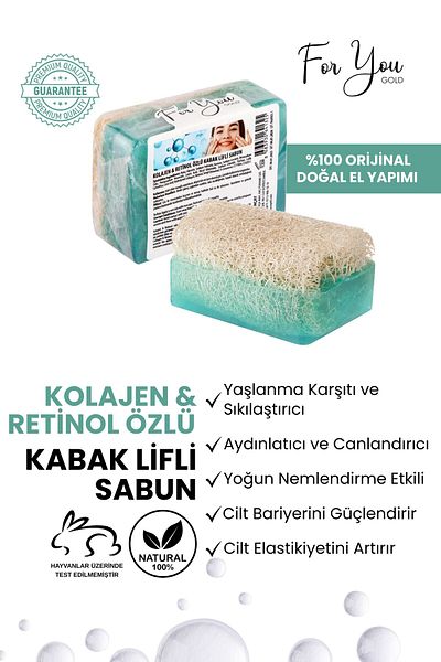 For You Gold Pumpkin Fiber Handmade Collagen & Retinol Extract Soap (Collagen Soap)