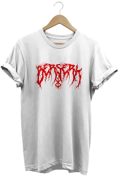 remonz Berserk Anime Print Pattern Κοντό μανίκι Βαμβακερό λαιμόκοψη λευκό μπλουζάκι