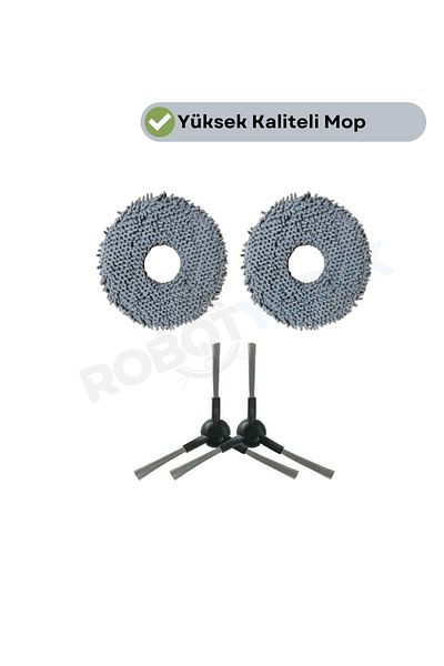 robotyedek Dreame X30 Ultra Compatible Mop and Side Brush-4 Pieces