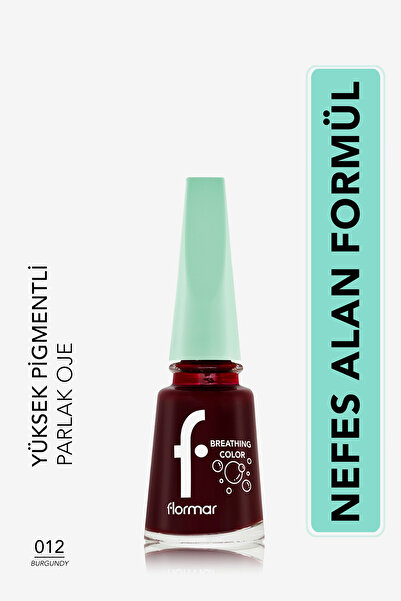 Flormar Nefes Alan Parlak Oje- Breathing Color Nail Enamel- 012 Burgundy- 8682536032636