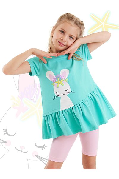 Denokids Sea Rabbit Summer Frilly póló és leggings szett lányoknak