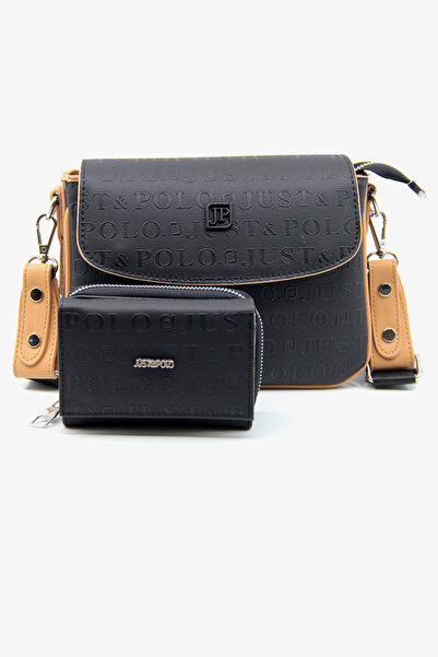 Just Polo Yeni Sezon Kolon Askılı 4 Bölmeli Siyah Taba Kadın Omuz Çantası ve ...