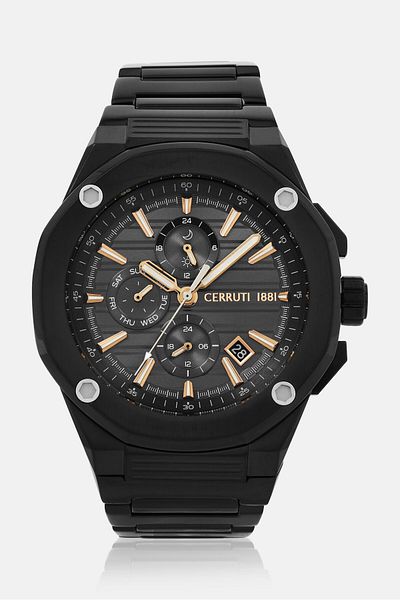 Cerruti 1881 Men CIWGK2206913 Stainless Steel Watches 44mm, Black